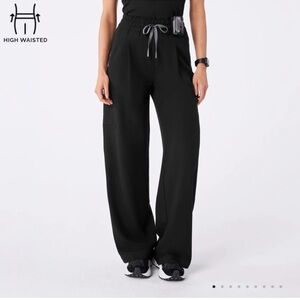 Figs Black Shelby Ultra High Rise Wide Leg Pants XS Regular